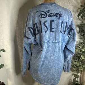 Disney Cruise Line Adult Nautical Spirit Jersey w/a Blue Acid Wash Finish/ Small